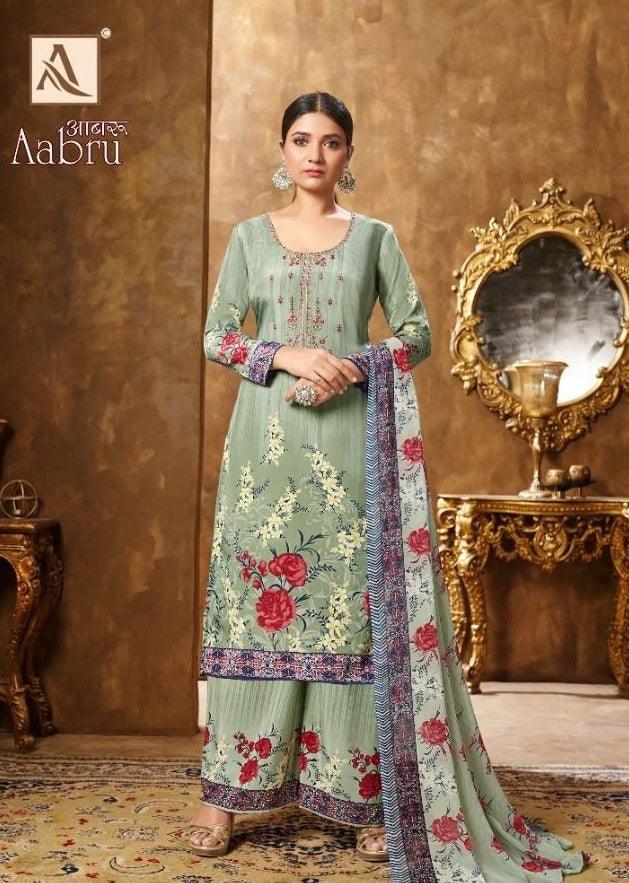 Alok Suits Aabru French Crepe Digital Printed Festive Wear Salwar Kameez