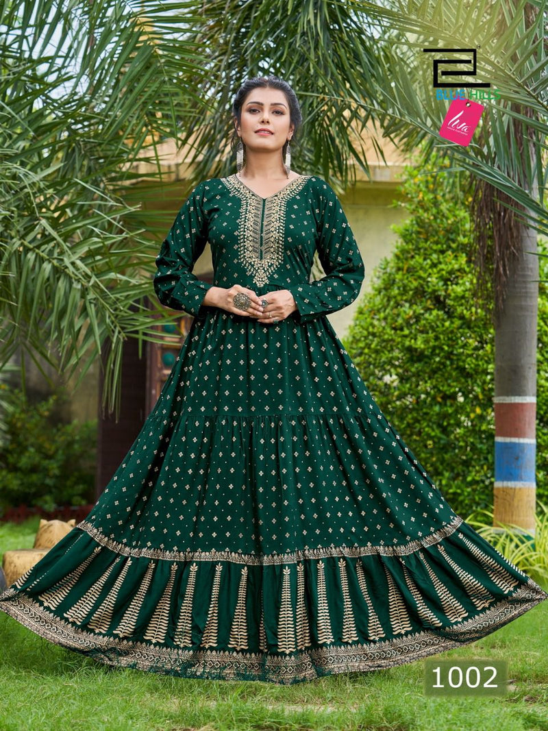 Blue Hills Aafat Vol 1 Rayon With Heavy Embroidery Work Printed Stylish Designer Long Gown