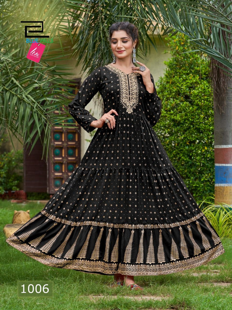 Blue Hills Aafat Vol 1 Rayon With Heavy Embroidery Work Printed Stylish Designer Long Gown
