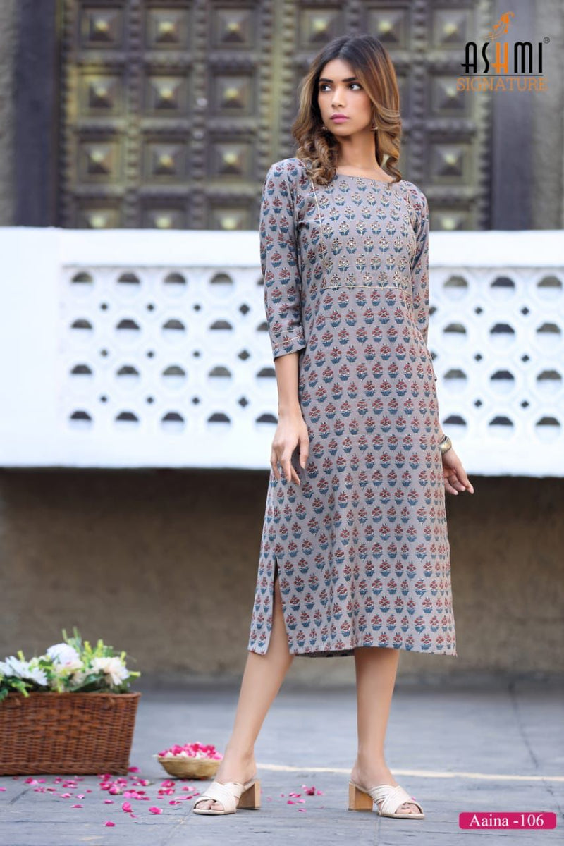 Ashmi Signature Aaina Viscose Printed Fancy Casual Wear Kurtis