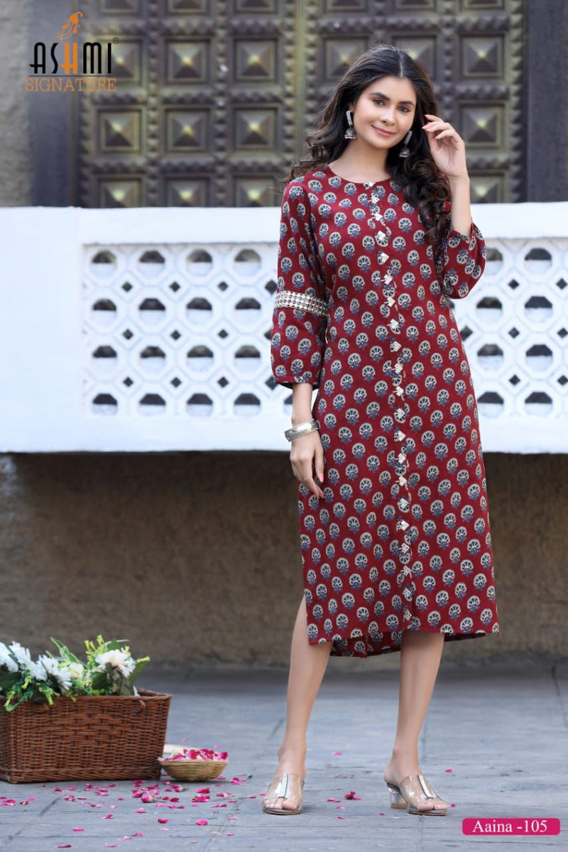 Ashmi Signature Aaina Viscose Printed Fancy Casual Wear Kurtis