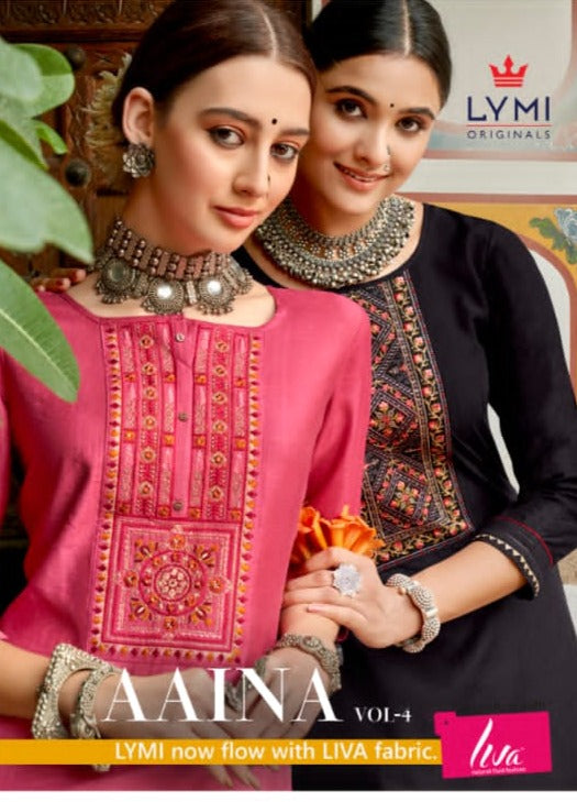 Rangoon Aaina Vol 4 Viscose With Fancy Embroidery Work Stylish Designer Casual Look Kurti