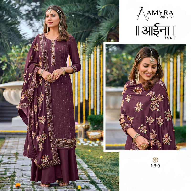 Amyra Designer Aaina Vol 7 Viscose Chinon Embroidered Fancy Stylish Party Wear Salwar Suits