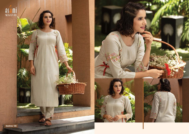 Ashmi Signature Aaishree Cotton Flex Fancy Party Wear Kurtis With Bottom