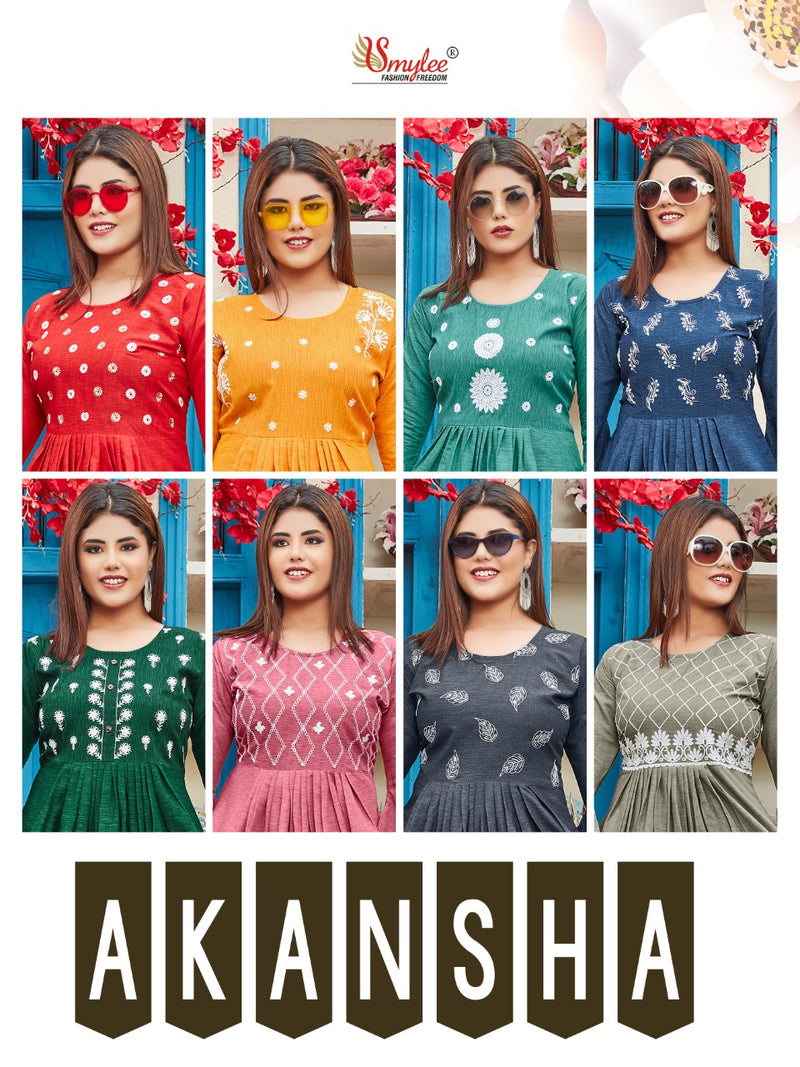 Smylee Fashion Aakansha Rayon Gown Type Designer Party Wear Kurtis
