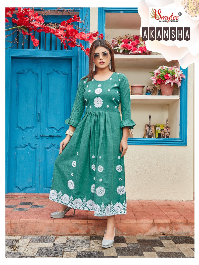 Smylee Fashion Aakansha Rayon Gown Type Designer Party Wear Kurtis