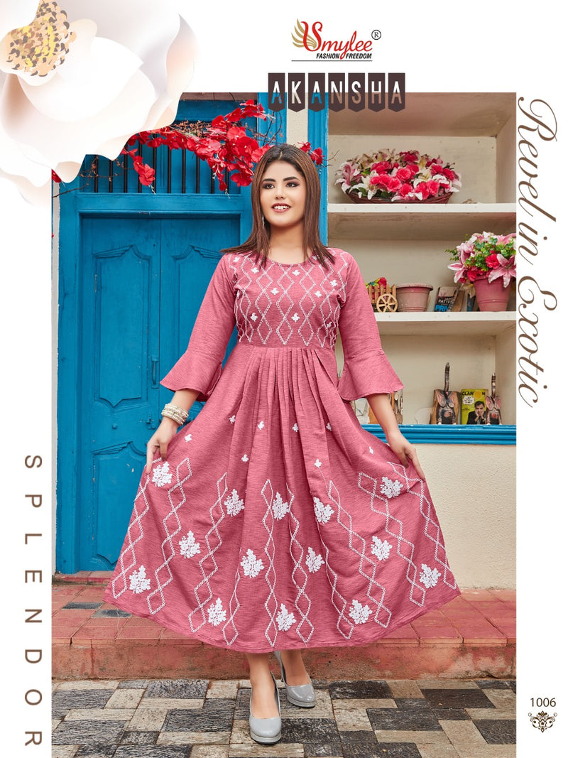 Smylee Fashion Aakansha Rayon Gown Type Designer Party Wear Kurtis