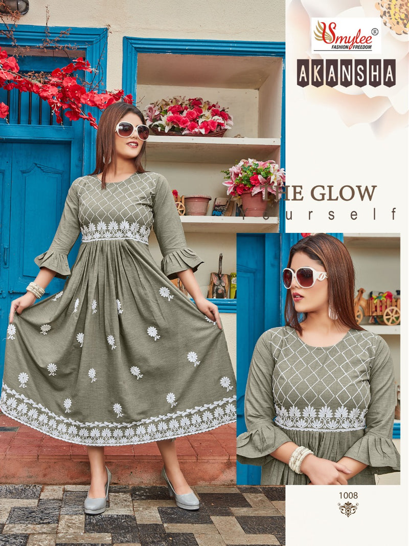 Smylee Fashion Aakansha Rayon Gown Type Designer Party Wear Kurtis