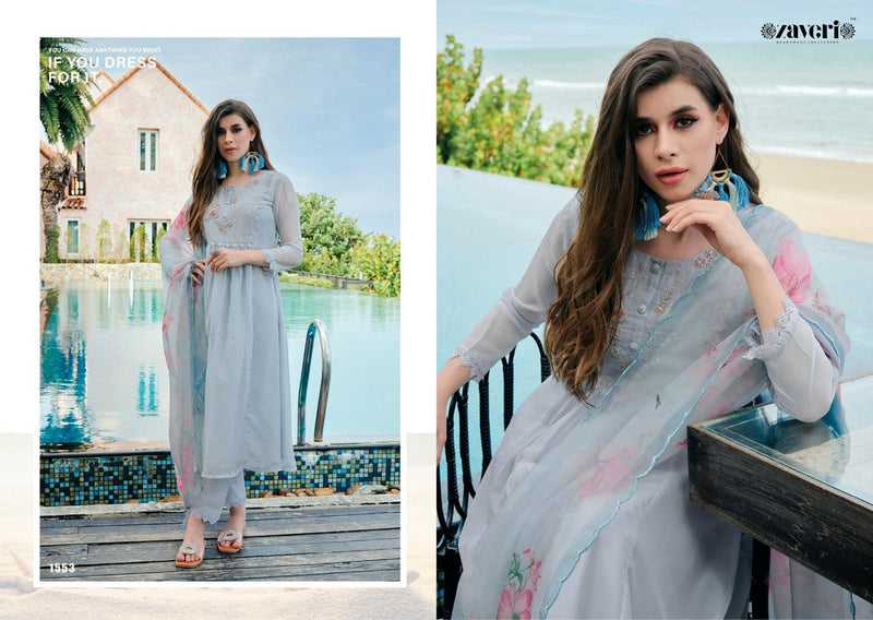 Zaveri Woman Beauty Alaya Organza Khatali Hand Work Fancy Designer Partywear Kurti