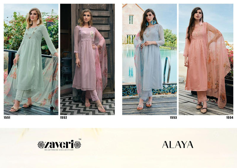 Zaveri Woman Beauty Alaya Organza Khatali Hand Work Fancy Designer Partywear Kurti
