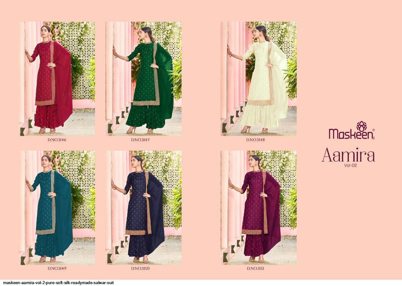Maskeen Aamira Vo 2 Soft Silk Beautiful Ready Made Party Wear Salwar Suits
