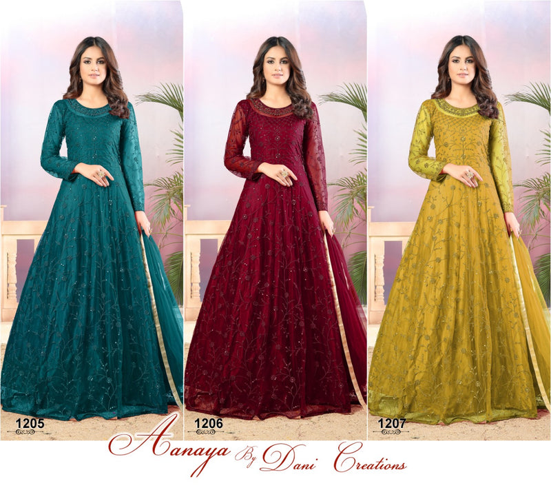 Dani Creation Aanaya 1200 Net with Heavy Tone to Tone thread & Sequence work Salwar Suits