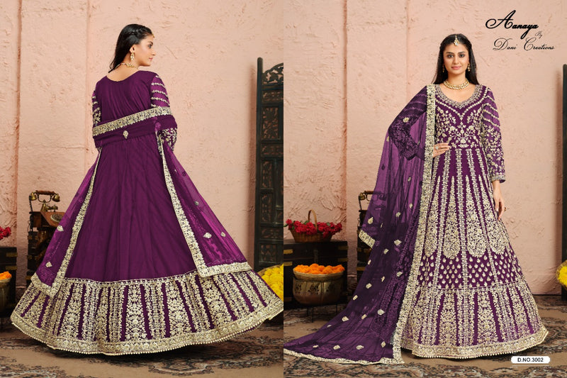Dani Creation Aanaya 3000 Net Embroidered Designer Heavy Wedding Wear Salwar Kameez