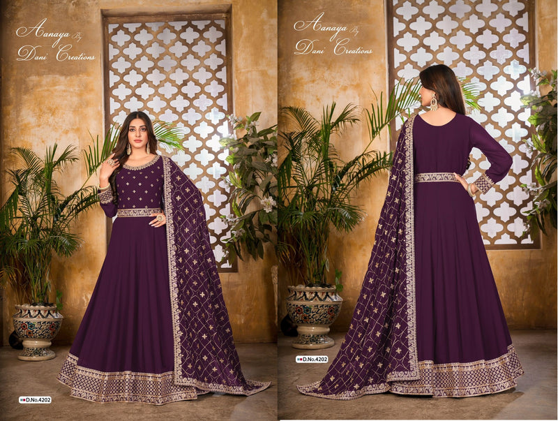 Dani Creation Aanaya Vol 142 Heavy Georgette With fancy Work Stylish Designer Wedding Wear Long Gown