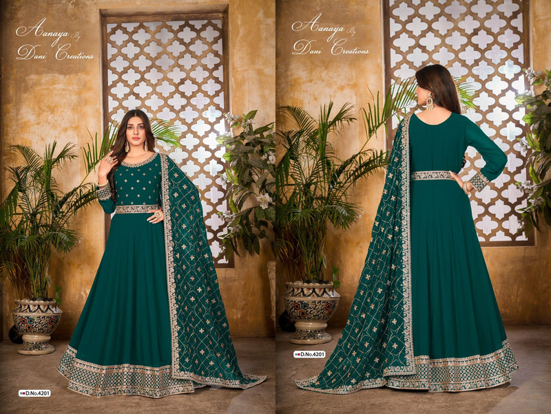 Dani Creation Aanaya Vol 142 Heavy Georgette With fancy Work Stylish Designer Wedding Wear Long Gown