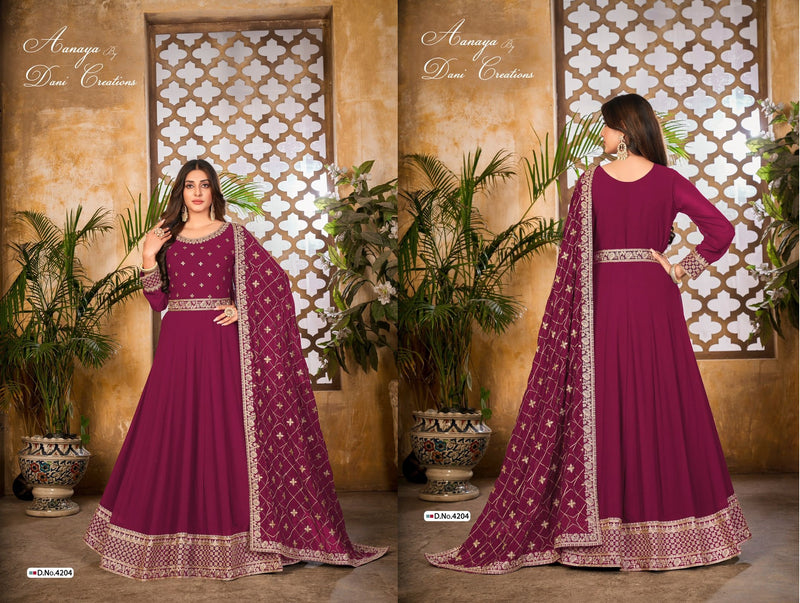 Dani Creation Aanaya Vol 142 Heavy Georgette With fancy Work Stylish Designer Wedding Wear Long Gown