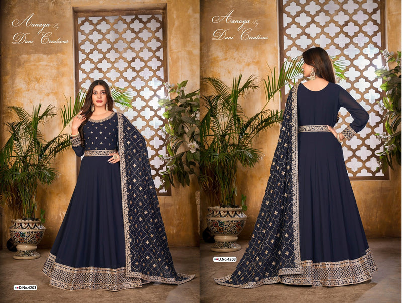 Dani Creation Aanaya Vol 142 Heavy Georgette With fancy Work Stylish Designer Wedding Wear Long Gown