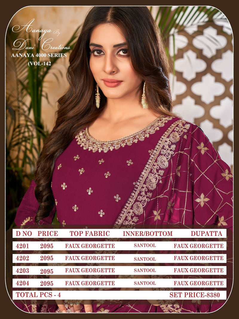 Dani Creation Aanaya Vol 142 Heavy Georgette With fancy Work Stylish Designer Wedding Wear Long Gown