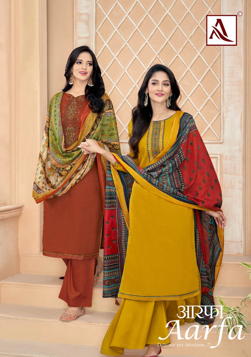 Alok Suits Aarfa Jam Cotton Festive Wear Salwar Suits With Fancy Embroidery
