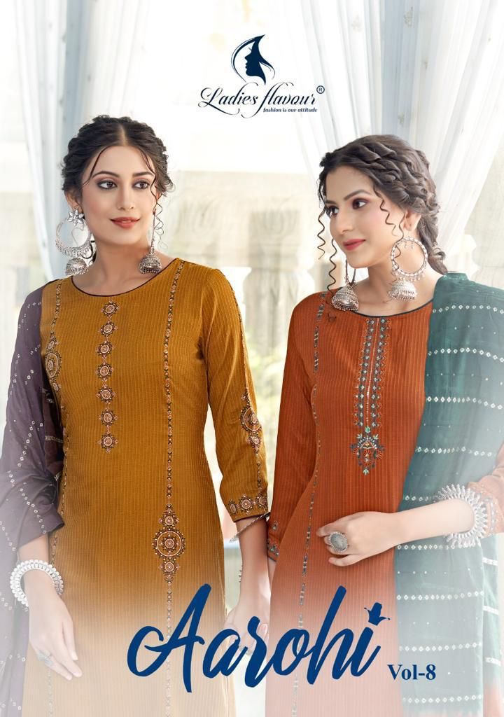 Ladies Aarohi Vol 8 Heavy Chinon With Embroidery Sequnce Work Stylish Designer Casual Wear Fancy Kurti
