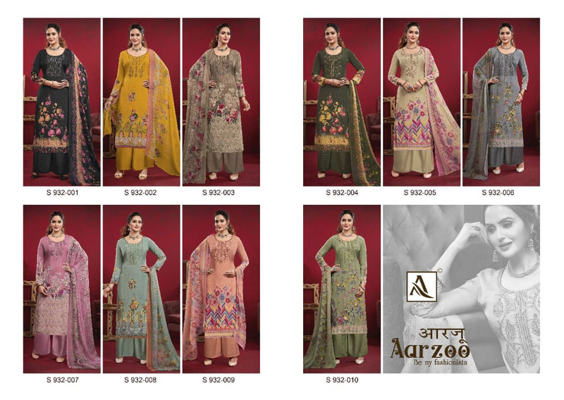 Alok Suit Aarzoo Crepe With Printed Work Stylish Designer Party Wear Fancy Salwar Suit