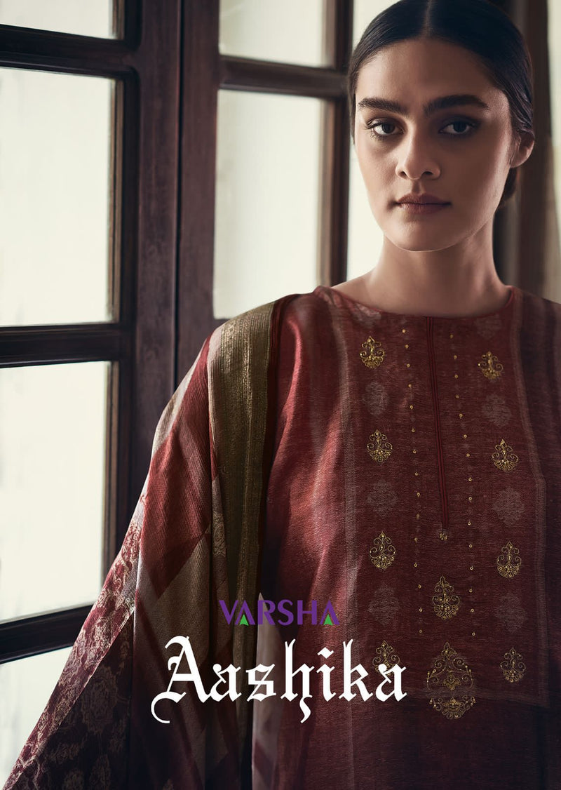 Varsha Aashika Silk Printed With Hand Work Stylish Designer Party Wear Salwar Kameez