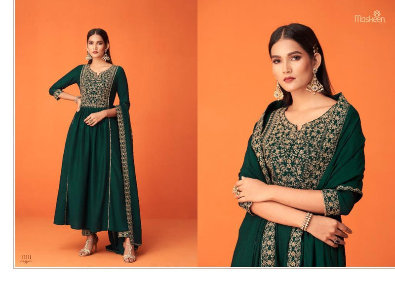 Maskeenji Aatifa Viscose Rayon Party Wear Ready Made Salwar Suits With Beautiful Embroidery