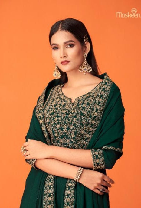 Maskeenji Aatifa Viscose Rayon Party Wear Ready Made Salwar Suits With Beautiful Embroidery