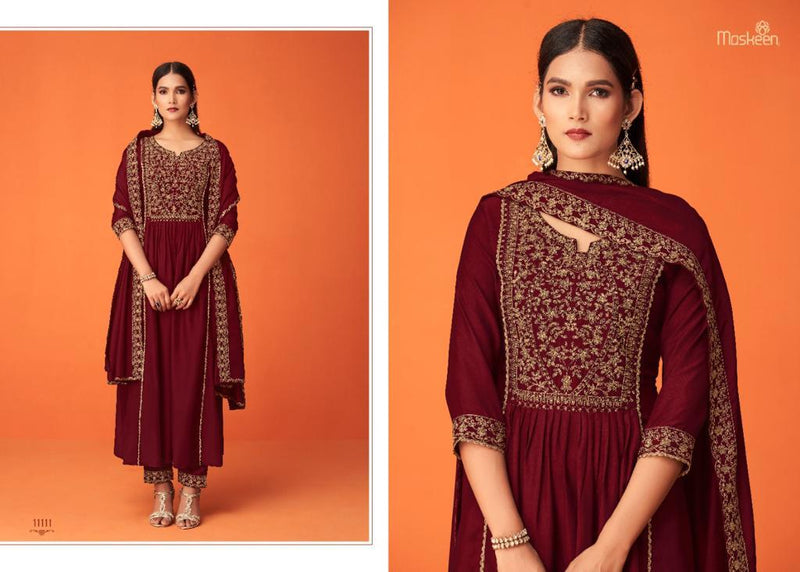 Maskeenji Aatifa Viscose Rayon Party Wear Ready Made Salwar Suits With Beautiful Embroidery