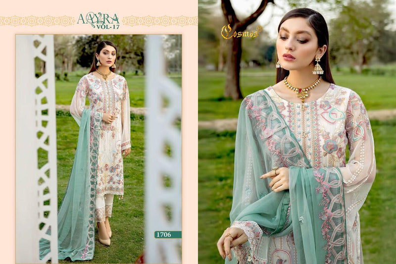 Cosmos Fashion Aayra Vol 17 Fox Georgette Embroidered Pakistani Style Weeding Wear Salwar Kameez