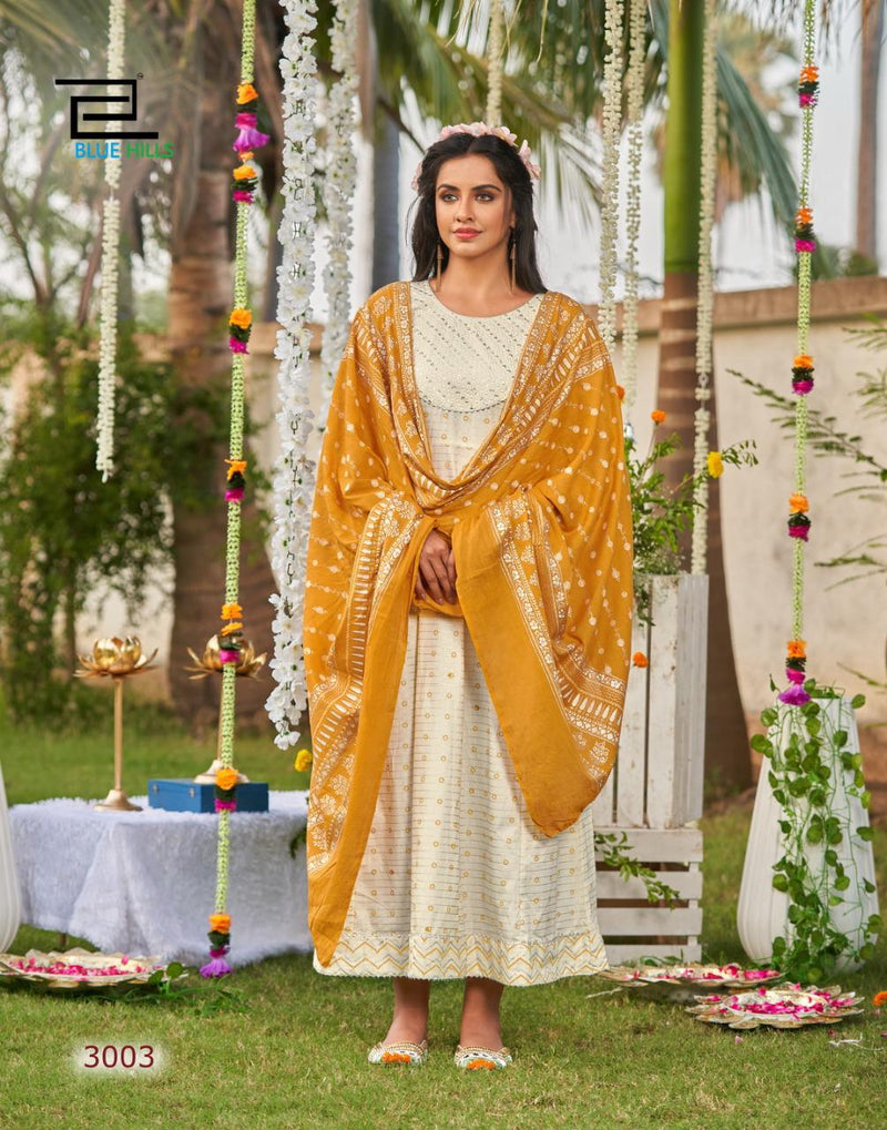 Blue Hills Ada Vol 3 Cambric Cotton Anarkali Style Long Party Wear Kurtis With Dupatta
