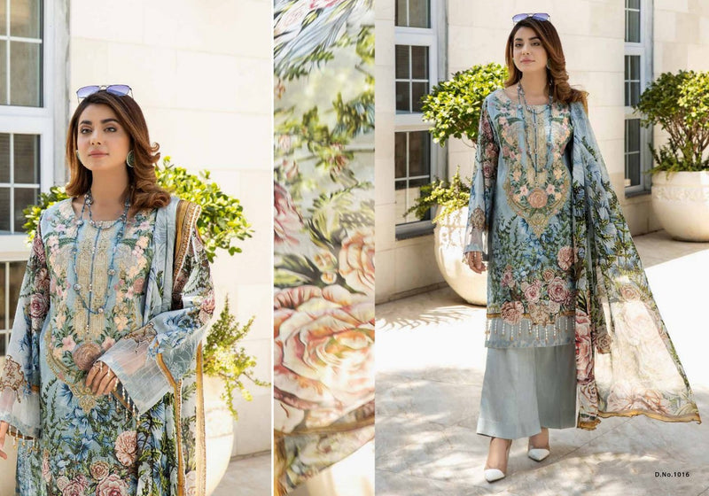 Safeenaz Adans Libas Lawn Cotton Heavy Embroidered Pakistani Style Festive Wear Salwar Suits