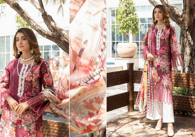 Safeenaz Adans Libas Lawn Cotton Heavy Embroidered Pakistani Style Festive Wear Salwar Suits