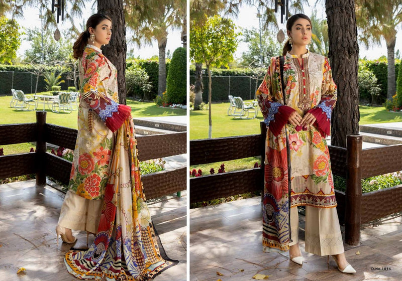 Safeenaz Adans Libas Lawn Cotton Heavy Embroidered Pakistani Style Festive Wear Salwar Suits