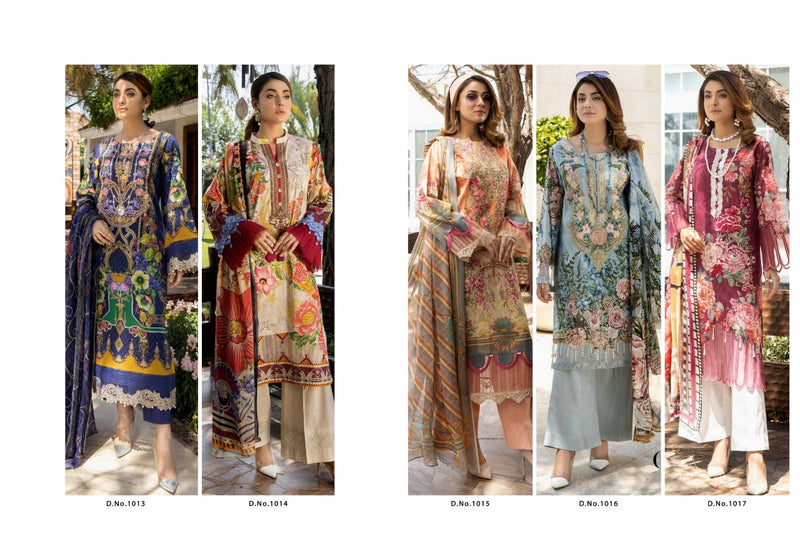Safeenaz Adans Libas Lawn Cotton Heavy Embroidered Pakistani Style Festive Wear Salwar Suits