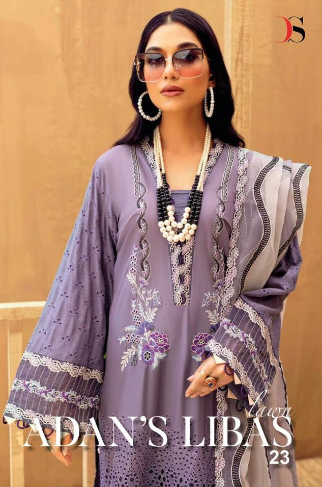 Deepsy Suits Adans Libas Lawn 2023 Cambric Cotton Heavy Self Embroidery Patches Pakistani Designer Salwar Kameez