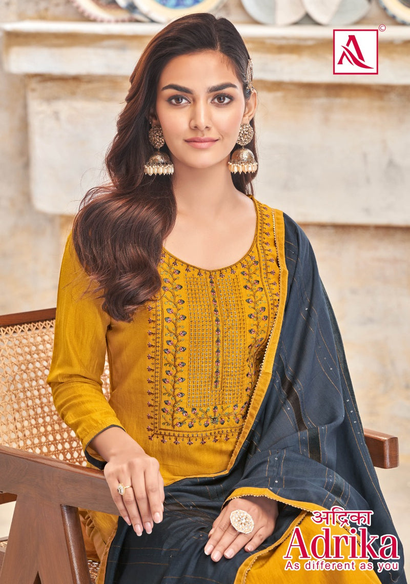 Alok Suits Adrika Cotton Silk With Fancy Embroidery Party Wear Salwar Suits