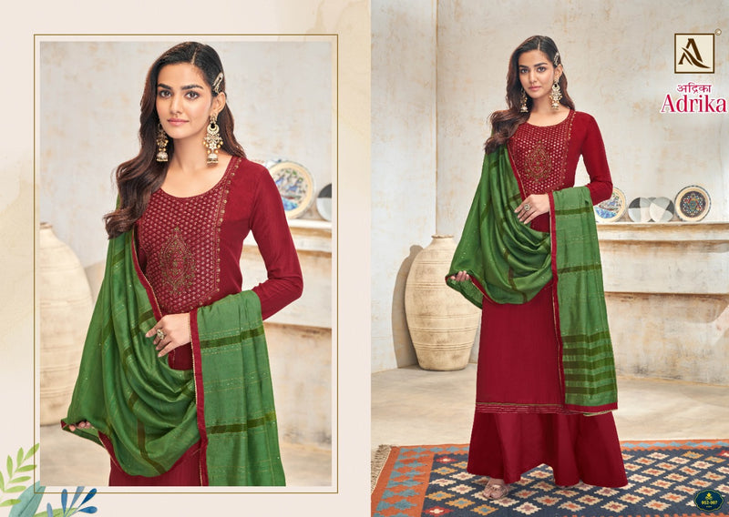 Alok Suits Adrika Cotton Silk With Fancy Embroidery Party Wear Salwar Suits