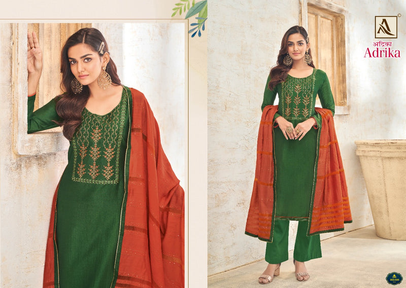 Alok Suits Adrika Cotton Silk With Fancy Embroidery Party Wear Salwar Suits