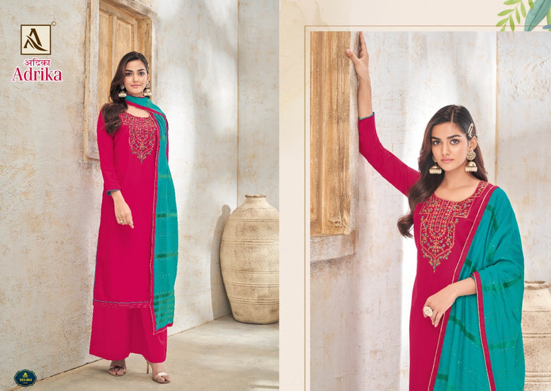 Alok Suits Adrika Cotton Silk With Fancy Embroidery Party Wear Salwar Suits