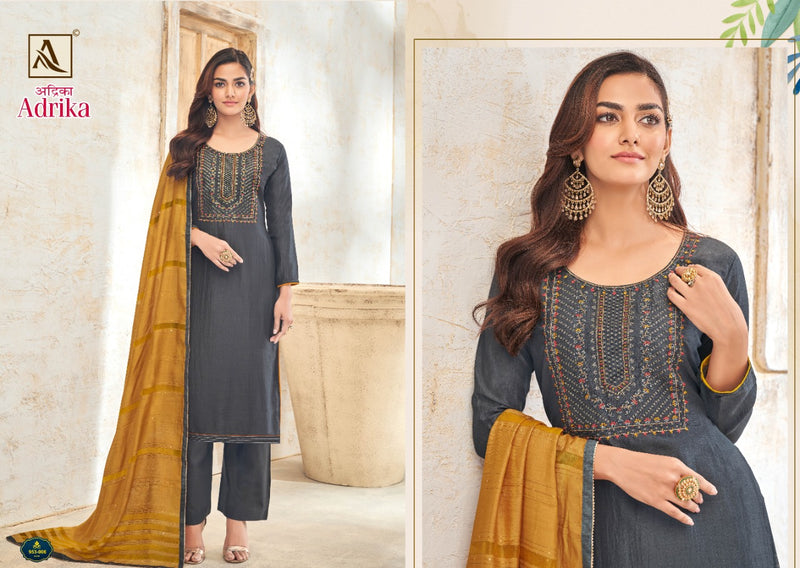Alok Suits Adrika Cotton Silk With Fancy Embroidery Party Wear Salwar Suits