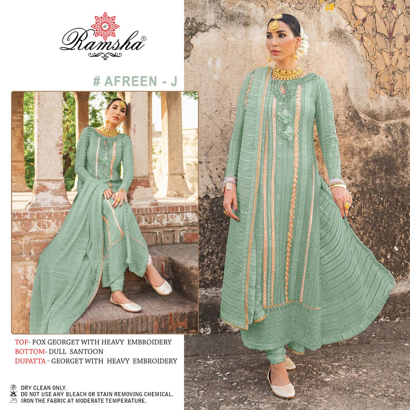 Ramsha Afreen Dusty NX Georgette Heavy Embroidered Pakistani Wedding Wear Salwar Suits