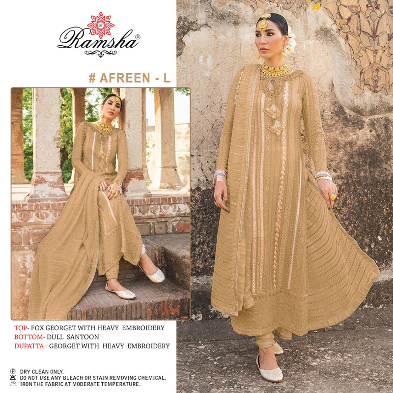 Ramsha Afreen Dusty NX Georgette Heavy Embroidered Pakistani Wedding Wear Salwar Suits