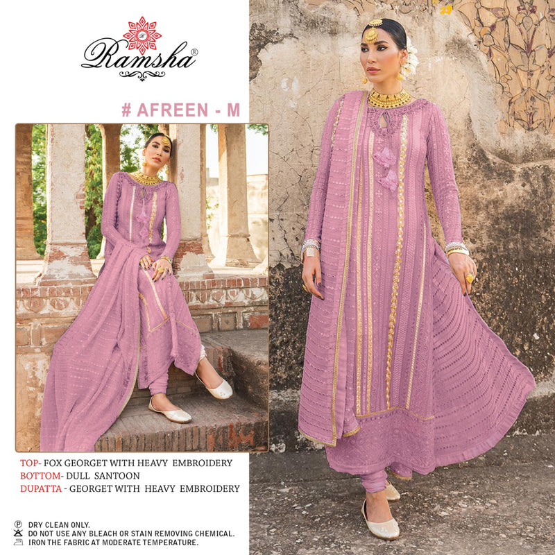 Ramsha Afreen Dusty NX Georgette Heavy Embroidered Pakistani Wedding Wear Salwar Suits