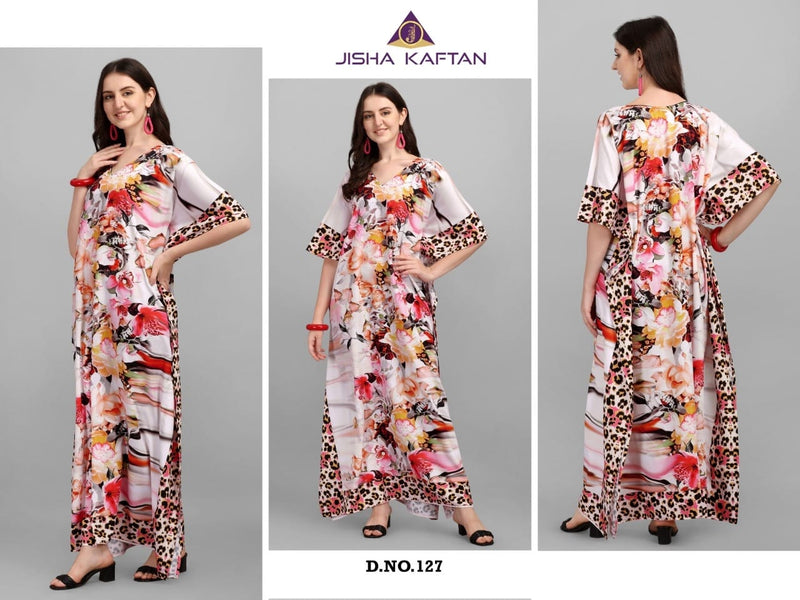 Jelite Jisha Kaftan Afreen Vol 4 Polyester Crepe Printed Desginer Style Fancy Kaftans