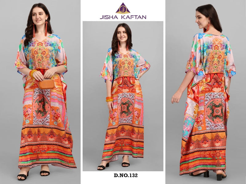 Jelite Jisha Kaftan Afreen Vol 4 Polyester Crepe Printed Desginer Style Fancy Kaftans