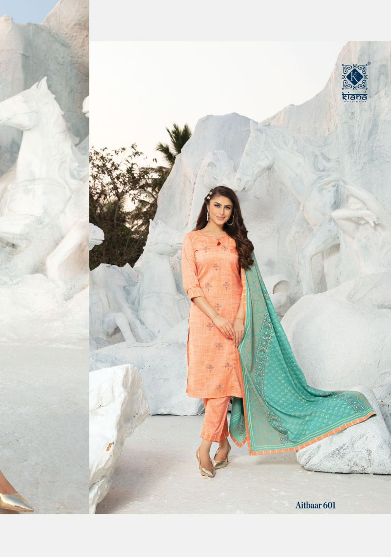 Kiana House Of Fashion Aitbaar Vol 6 Rayon Designer Party Wear Kurtis With Bottom & Dupatta