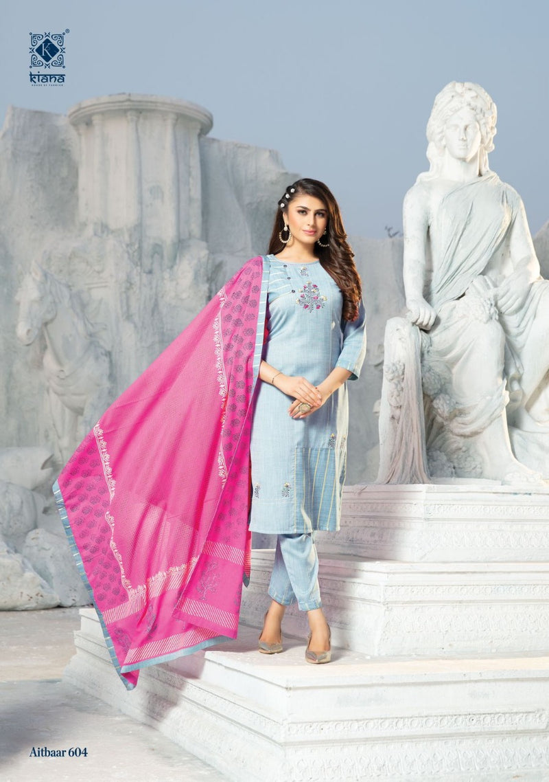 Kiana House Of Fashion Aitbaar Vol 6 Rayon Designer Party Wear Kurtis With Bottom & Dupatta