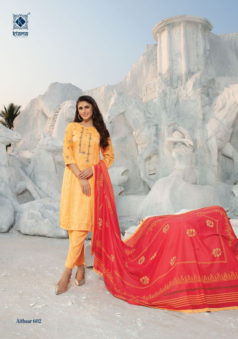 Kiana House Of Fashion Aitbaar Vol 6 Rayon Designer Party Wear Kurtis With Bottom & Dupatta
