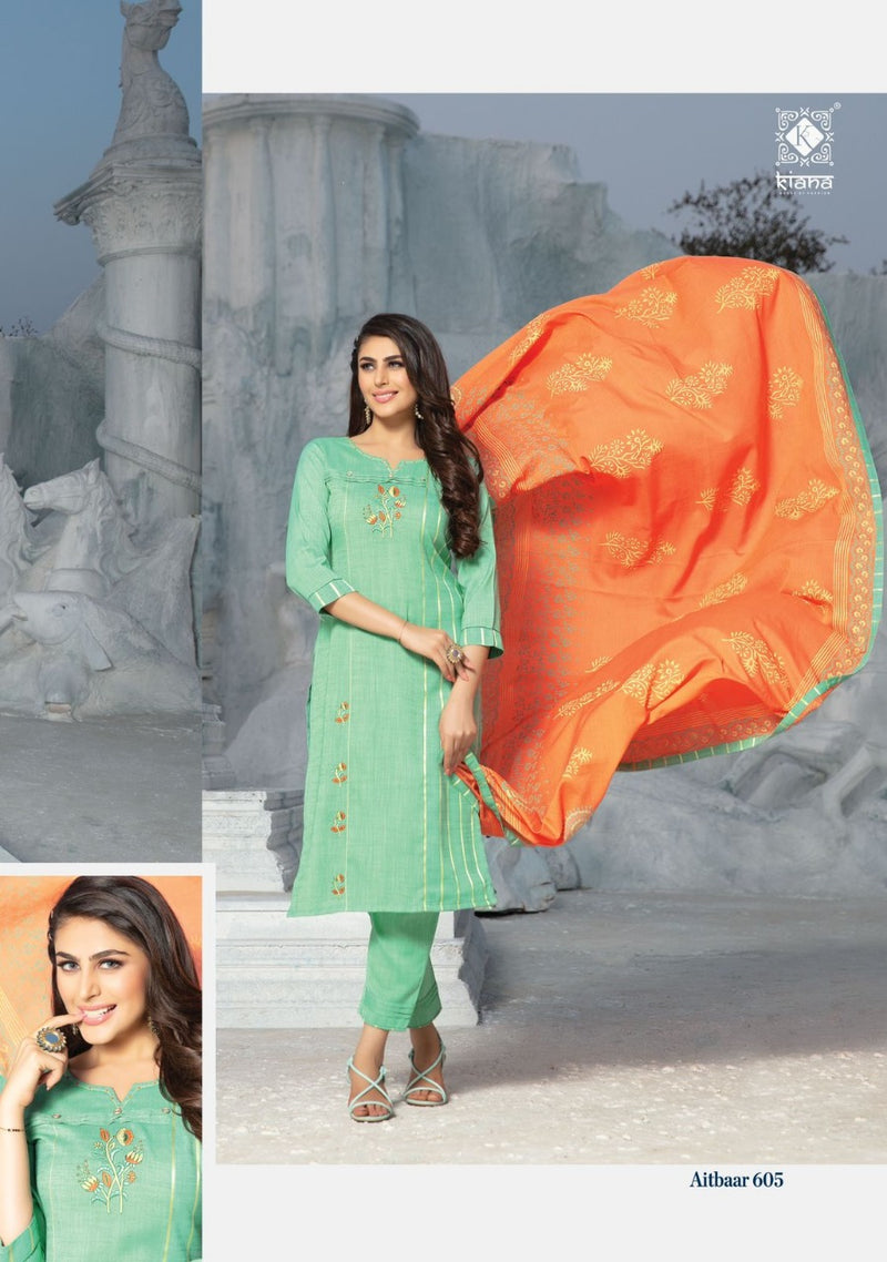 Kiana House Of Fashion Aitbaar Vol 6 Rayon Designer Party Wear Kurtis With Bottom & Dupatta